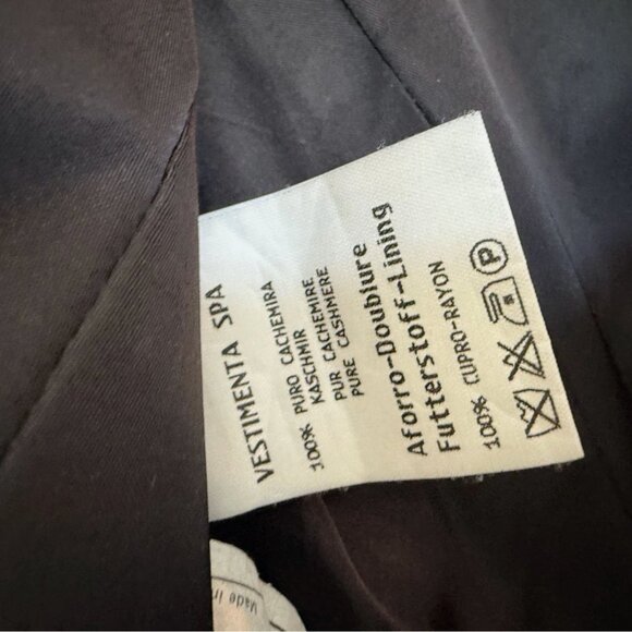 Giorgio Armani Vestimenta 100% Cashmere Long Coat Jacket Black Women's Large 42 - Picture 5 of 5